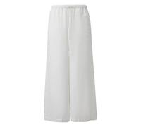 Pantalon style jupe-culotte en lin mélangé à jambes larges femme COMMA Blanc 40