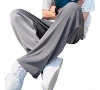 Pantalon surdimensionné plissé à jambe large pour homme, pantalon en polyester à coupe droite pour vêtements de rue, coupe ample, drapé sens, tenue quatre saisons, homme (M, gris)