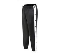 Pantalon survêtement à Bouton-Pression latéral pour Hommes Pantalon Sport Fitness Jogging Pantalon Sportswear Pantalon entraînement Basket-Ball lâche décontracté,A,XL