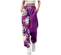Pantalon Survetement Femme, Deguisement Adulte Femme Grande Taille Jogging Sport Large Taille Haute Elastique Pantalon De Survêtement Décontracté Doux Coupe Ample Imprimé Halloween