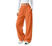 Pantalon Survêtement Femme Uni Taille Haute Élastique Jambes Droites Larges