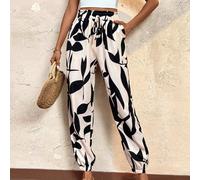 Pantalon taille avec cordon de serrage Paper-Bag avec design imprimé complet, poches incluses L,M,S,XL,XSTissu tissé