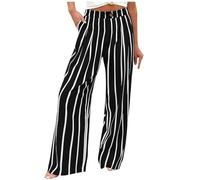 Pantalon Taille Haute Femme à Rayures, Pantalon Large Grande Taille DéContracté Fluide Pantalons LéGer Chic Et éLéGant Long Classique Pas Cher Pants Droits De Bureau Affaires Quotidien