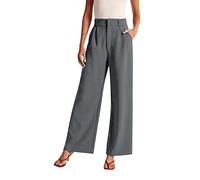 Pantalon Tailleur Femme à Taille Haute, Pantalon De Travail Grande Taille Couleur Unie LâChe Pantalons Large DéContracté Polyvalents Fluide Pas Cher Pants De Bureau Affaires Quotidien