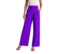 Pantalon Tailleur Femme à Taille Haute, Pantalon De Travail Grande Taille Couleur Unie LâChe Pantalons Large DéContracté Polyvalents Fluide Pas Cher Pants De Bureau Affaires Quotidien
