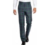 Pantalon tartan pour homme, coupe standard, taille extensible, carreaux écossais - Habillé, décontracté - pour toutes les saisons, mariage, golf - Tissu chaud pour l'hiver - Montre noire Tartan