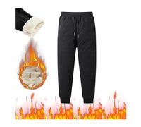Pantalon Thermique Authentique for Homme, Doublé en Coton for l'hiver De Jogging Chaud avec Taille Élastique Et Cordon De Serrage D'extérieur De Loisirs Extensible S À 7XL(Black A,XXL)
