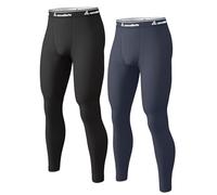 Pantalon thermique doublé en polaire pour homme - Bas de compression - Couche de base athlétique pour temps froid - Équipement 1 2 4 pièces, noir/charbon, Taille M