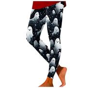 Pantalon Thermique Fille Yoga Imprimé Rouge Casual AB Halloween Femmes Pantalon Doux, Vert #5, L