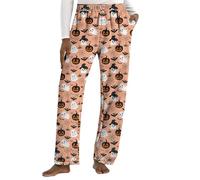 Pantalon thermique pour femme, pantalon de pyjama d'Halloween, imprimé citrouille, pantalon de pyjama amusant, vêtements de nuit avec sous-vêtements, leggings pour femme, esprit moelleux, citrouille