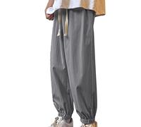 Pantalon Toile Homme - Pantalon Large en Coton et Lin pour Hommes Joggeurs Thermiques pour Hommes