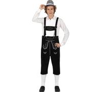 pantalon traditionnel bretelles Profitez de la Bavière broderie graphique coutumes mode costume unique style élégant, Taille : 48 - 50 (M) Couleur : Blanc