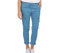 Pantalon Travail décontracté pour Femmes, Couleur Unie, avec Cordon Serrage, Taille élastique, Multi-Poches, Nouvelle 2023 Pantalon Pyjama Femme Coton Short Femme Hiver Chic (Blue, XL)