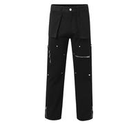 Pantalon Travail en Jean Homme Coupe Droit À Jambes Larges avec Fermeture À Glissière Décorative Pantalon De Sport Homme Vintage Y2K Streetwear Jean Bootcut pour Printemps-Été