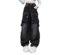 Pantalon Travail Enfant, Salopette en Jean Tendance pour Fille Pantalon Long DéContracté à Taille Haute avec Poches