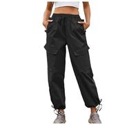 Pantalon Travail Femme Taille Haute Streetwear Y2k Cargo Kaki Baggy Pantacourt Jean Été Capri pour Cuisine De Randonnée Large Sport Stretch Mouvements Amples B-Le Noir XXL