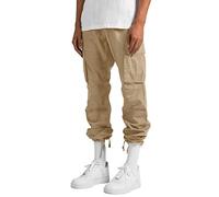 Pantalon Travail Homme Chantier, Hommes Décontracté Taille Couleur Sport Chapeau -Tissé Poche Pied Corde Solide Pantalon Rue Cargo Cravate Cargo Pantalon (Khaki, XXXL)
