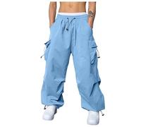 Pantalon Travail Homme Hiver, Hommes Décontracté Taille Couleur Sport Chapeau Tissé Poche Pied Corde Solide Pantalon Rue Cargo Cravate Hommes Cargo Pantalon (Sky Blue, XXL)