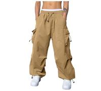 Pantalon Travail Homme Hiver-Hommes Décontracté Taille Couleur Sport Chapeau Tissé Poche Pied Corde Solide Pantalon Rue Cargo Cravate Hommes Cargo Pantalon (Khaki, XXXL)