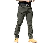 Pantalon Travail Homme Multipoches Zippé Mince Cargo Imperméable Tactique Militaire Airsoft Randonnée Tenue Militaire Gris XL
