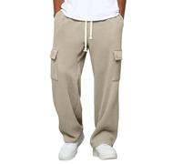 Pantalon Travail Homme,Pantalon Ample Droit Vertical pour Homme, Style Sport décontracté, Jambes Larges, avec Poche, Printemps-Automne Portefeuille Sécurisé (Khaki, XXL)