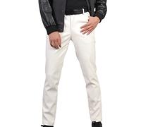 Pantalon Travail Homme Pantalon Cuir Slim Décontracté Homme Pantalon Cyclisme Homme Pantalon Sport Plein Air Pantalon Coupe-Vent avec Poches Zippées Fitness 208# Blanc 8XL