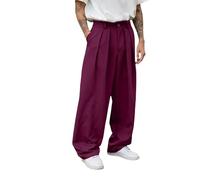 pantalon travail homme,Pantalon décontracté pour homme,à double pli,taille -haute,ample et confortable,coupe droite,à jambes droites,confortable et élégant. Gilet Paillettes Homme(Brick Red,S)