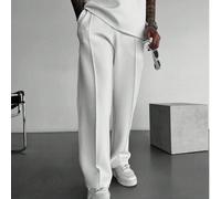 Pantalon tricoté à coupe ample et jambe droite pour hommes, léger, de couleur unie, décontracté, convient pour le printemps, l'automne et le début de l'hiver L,M,S,XL,XS,XXL,XXXLUnicoloreÉtoffe