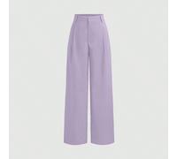 Pantalon Vela Rue de conception minimaliste avec fermeture à crochet et fermeture éclair, pantalon léger semi-transparent de longueur intégrale, pantalon large de couleur violet unicolore, pour toutes