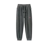 Pantalon Velours Côtelé Homme Coupe Ample Taille Elastique Pantalon Cheville Elastiquee Couleur Unie Pour Automne-Hiver - Gris M