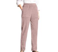 Pantalon vintage en velours côtelé pour femme - Élastique - Taille haute - Coupe droite - Jambe large - Pantalon de travail d'hiver avec poche - Pantalon d'été élégant pour un port quotidien, rouge,