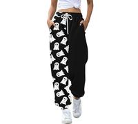 Pantalon VTT Femme Hiver Imprimé Bas Pantalon de Jogging Poches Taille Haute Sportif Gym Athlétique Fit Pantalon de Jogging Femme Trouver Pantalon, Noir , M