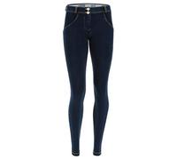 Pantalon WR.UP® Skinny Taille et Longueur Classiques en Denim foncé - Jeans Sombre-Couture Jaune - Large