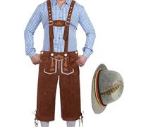 Pantalón Y Sombrero Tradicionales Para Festivales De Música, Eventos Culturales Alemanes, Célébraciones Y Reuniones Fami Trajes Alemanes Para Oktoberfest Para Hombre - Traje Para Festival De Cerveza