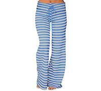 Pantalon Yoga Femme à Rayures Large avec Cordon De Serrage Longue Pants Casual Classique Basique Jambe Droite Coupe Ample ÉLastique Grande Taille pour Femmes Danse Pilates Fitness