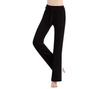 Pantalon Yoga Femme Ample Confort, Tenue Entraînement Taille Haute, Vêtement Sport Style Contrasté, Pantalon Détente Large Fluide(Black, XXXL)