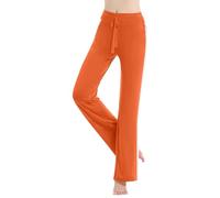Pantalon Yoga Femme Ample Confort, Tenue Entraînement Taille Haute, Vêtement Sport Style Contrasté, Pantalon Détente Large Fluide(Orange, XXXL)