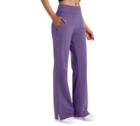 Pantalon Yoga Femme Léger Et Confortable À Taille Haute Jambe Large pour Le Sport, sans Transparence Méditation Ou Tenue Décontractée Quotidienne Matière Souple Élastique (Violet,L)