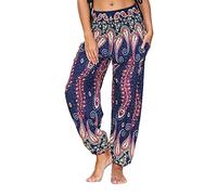 Pantalon Yoga Femmes Fluide Bouffant Pantalon Fluide Femme été Taille Haute Harem Pantalon Sport Femme Bloomers Sarouel Pants D'été Floral Imprimer Élastiquée Taille Yoga Sport Leggings