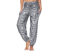 Pantalon Yoga Femmes Fluide Bouffant Pantalon Fluide Femme été Taille Haute Harem Pantalon Sport Femme Bloomers Sarouel Pants D'été Floral Imprimer Élastiquée Taille Yoga Sport Leggings