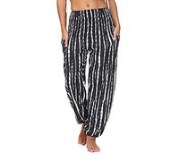 Pantalon Yoga Femmes Fluide Bouffant Pantalon Fluide Femme été Taille Haute Harem Pantalon Sport Femme Bloomers Sarouel Pants D'été Floral Imprimer Élastiquée Taille Yoga Sport Leggings