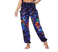 Pantalon Yoga Femmes Fluide Bouffant Pantalon Fluide Femme été Taille Haute Harem Pantalon Sport Femme Bloomers Sarouel Pants D'été Floral Imprimer Élastiquée Taille Yoga Sport Leggings