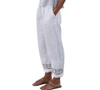 Pantalon Yoga Tailleurs-Pantalons Cargo Droit Commandes en Cours Golf Legging Sport Femme Léger Extensible Sport Mode Baggy Anti Cellulite Africain Carotte Lin Coton Blanc L