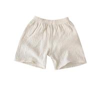 Pantaloncini Cinque Quarti Unisex in Tessuto Traspirante Colore Unico(Beige, 8-9 Years)