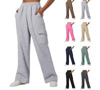 Pantalons cargo pour filles à taille haute avec jambes larges, joggers en molleton pour enfants, pantalons d'école, jambes droites, pantalons de sport avec élastique à la taille, bas de survêtement