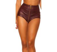 Pantalons Courts Gogo Taille Haute En Wet-Look Avec Zipper