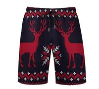 Pantalons Courts pour Homme, Shorts Ete Bermuda avec Cordon de Serrage Short De Sport avec Taille Élastique Coupe Classique Imprimé cerf Pantalon Court Homme Décontracté pour Vacances