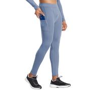 Pantalons de Compression Homme Legging de Sport avec Poches, Séchage Rapide Collant Running Bleu Brume 3XL