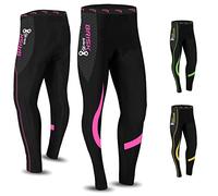 Pantalons de cycliste femme Collants de cyclisme rembourrés Cool Max extensibles avec fermetures éclair réfléchissantes pour le cyclisme, la randonnée, le ski et la course à pied (Noir/Rose, XL)