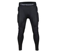 Pantalons de gardien de but de compression pour homme avec genouillères rembourrées pour le soccer, leggings athlétiques pour protections, baseball, rugby, soccer, basketball, Noir , L